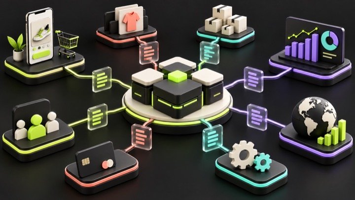 Composable business applications connected through clean versioned API contracts